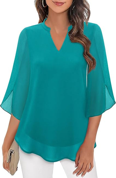Camille™ - Double Layered Chiffon Blouse