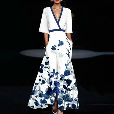 Jamie | Stylish V-Neck Floral Maxi Dress