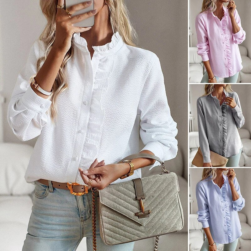 Lisbeth™ | Cuff Collar Designed Elegant Long-Sleeved Blouse